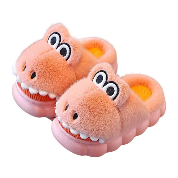 MUXiin Bedroom Slippers For Kids Girls Slippers Dinosaur Design Indoor Footwear Cozy Comfortable Home Use Winter Everyday Wear For Kids Ages 4 To 13(9-9.5 Years,Pink)