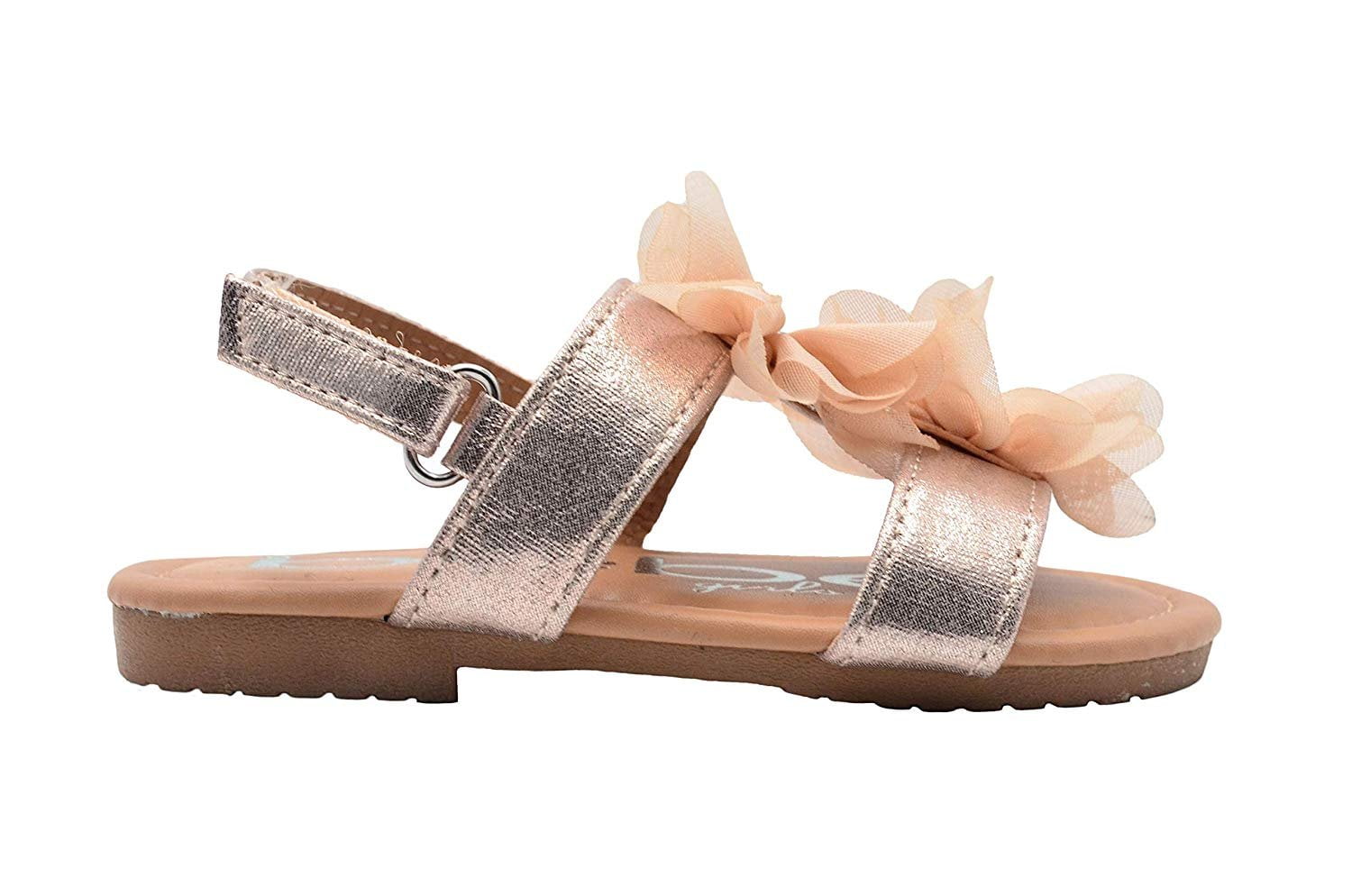 Bebe Toddler Girls Fashion Sandal Shimmer Sandal With Chiffon Rhinestone Flower Walmart Com