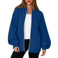 thumbnail image 6 of Women's Full Zip Up Sweatshirt Oversized Jacket Trendy Hoodies Lightweight Coats with Pockets Blue XL, 6 of 7