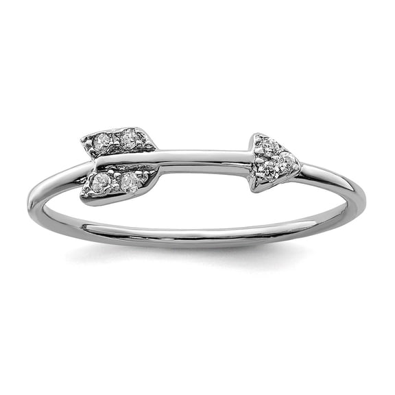 925 Sterling Silver Solid Polished Cubic Zirconia Arrow Ring Size 6 1.3mm Wide Ring for Women