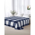 thumbnail image 5 of Navy Blue Check Twim Size Flat Sheet, Wrinkleproof & Fadeproof Cooling Flat Bed Sheet Only, Farmhouse Buffalo Plaid Blue Breathable Soft Bedding Top Sheets 66 x 96 Inches, 5 of 8