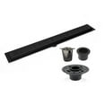 thumbnail image 1 of Matte Black Linear Drain Broken Lane Design with 2 Inch ABS Shower Drain Base and Hair Trap Set, SereneDrains Complete Linear Drain Installation Kit, 1 of 11