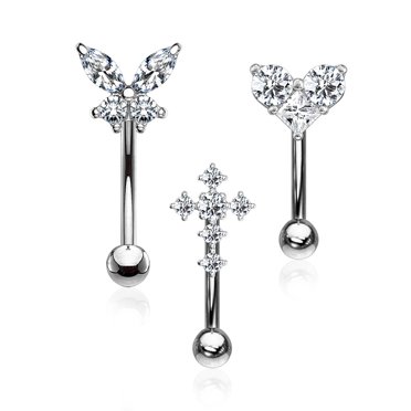 60-Piece Mixed 316L Stainless Steel Body Piercing Jewelry Set - Nose, Lip, Eyebrow, Belly Rings & Studs