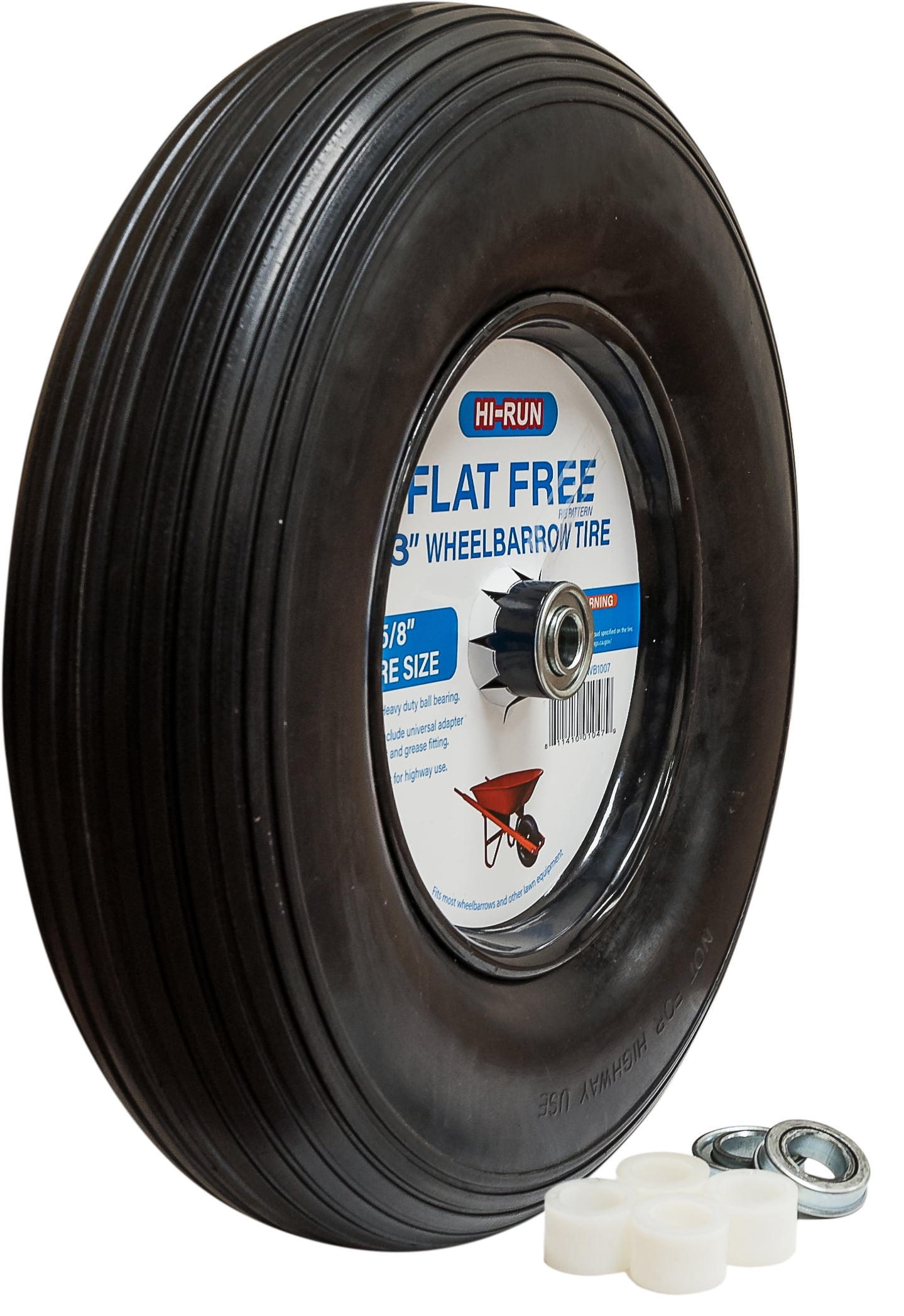 Black 20 x 2.0 inch Wheelbarrow Free Cart Wheel Tire Replacement Plastic Rim 