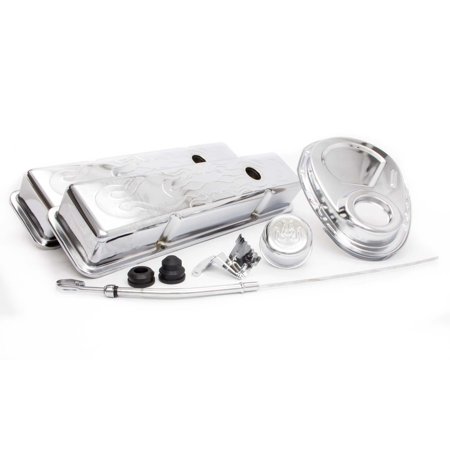 - Racing Power Small Block Chevy Flamed Chrome Engine Dress Up Kit P/N R3033