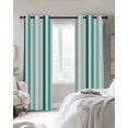 thumbnail image 3 of Green Stripe Blackout Curtains, Light Blocking Print Window Curtains, Gradient Geometric White Vertical Striped Thermal Insulated Window Drapes for Living Room Kitchen Cafe 2 Panels, 55"W x 39"L, 3 of 9