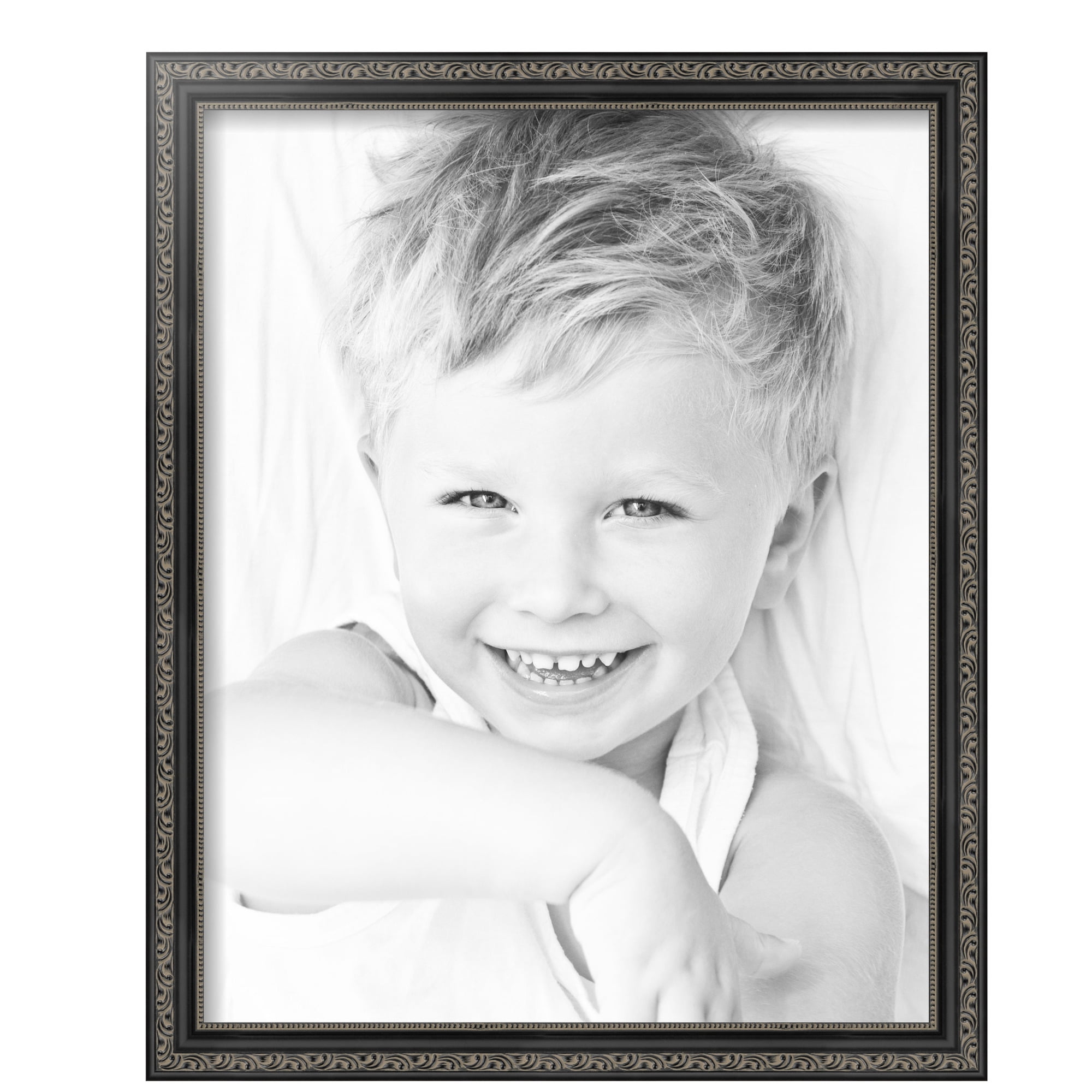 ArtToFrames 16x20 inch Antique Black Picture Frame, Black 16" x 20" Wood Poster Frame (WOM-5106)