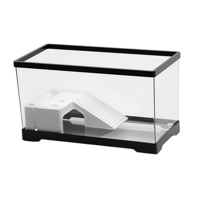 serony Turtle Tank Bottom Drainage Terrapin Tortoise Black Starter Indoor Enclosure Decor Large Black L