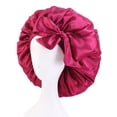 thumbnail image 3 of Gorro de para el cabello de seda para dormir gorros para dormir, diseño de lazos elásticos anchos, transpirable, liviano y agradable para rojo Soledad Gorro de dormir Satin Bonnets, 3 of 8