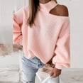 thumbnail image 1 of Winter Fashion Lantern Sleeve Slim Sweater Sexy Off Shoulder Hollow Rib Knitted Sweater Women 2022 New Solid Turtleneck Top, 1 of 5