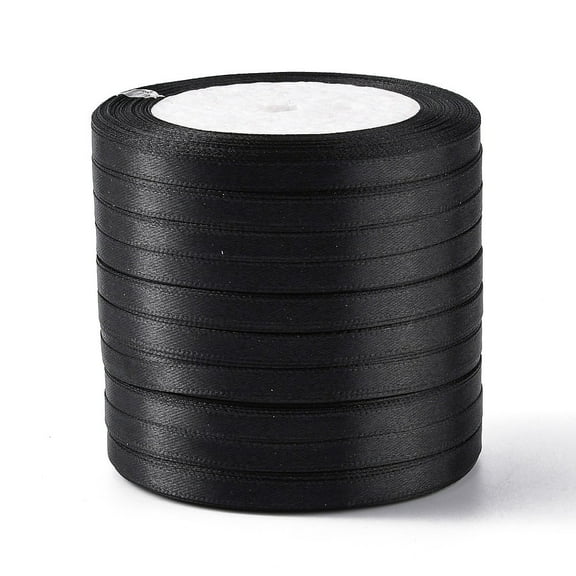 1Roll Garment Accessories 1/4 inch(6mm) Satin Ribbon Black 25yards
