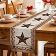 thumbnail image 3 of Retro Star Table Runner, Bless Our Home Brown Plaid Vintage Letter Farms Cotton Linen Kitchen Table Decoration Washable Dining Tabletop Runners for Home Party Decor 13x48 Inches, 3 of 9