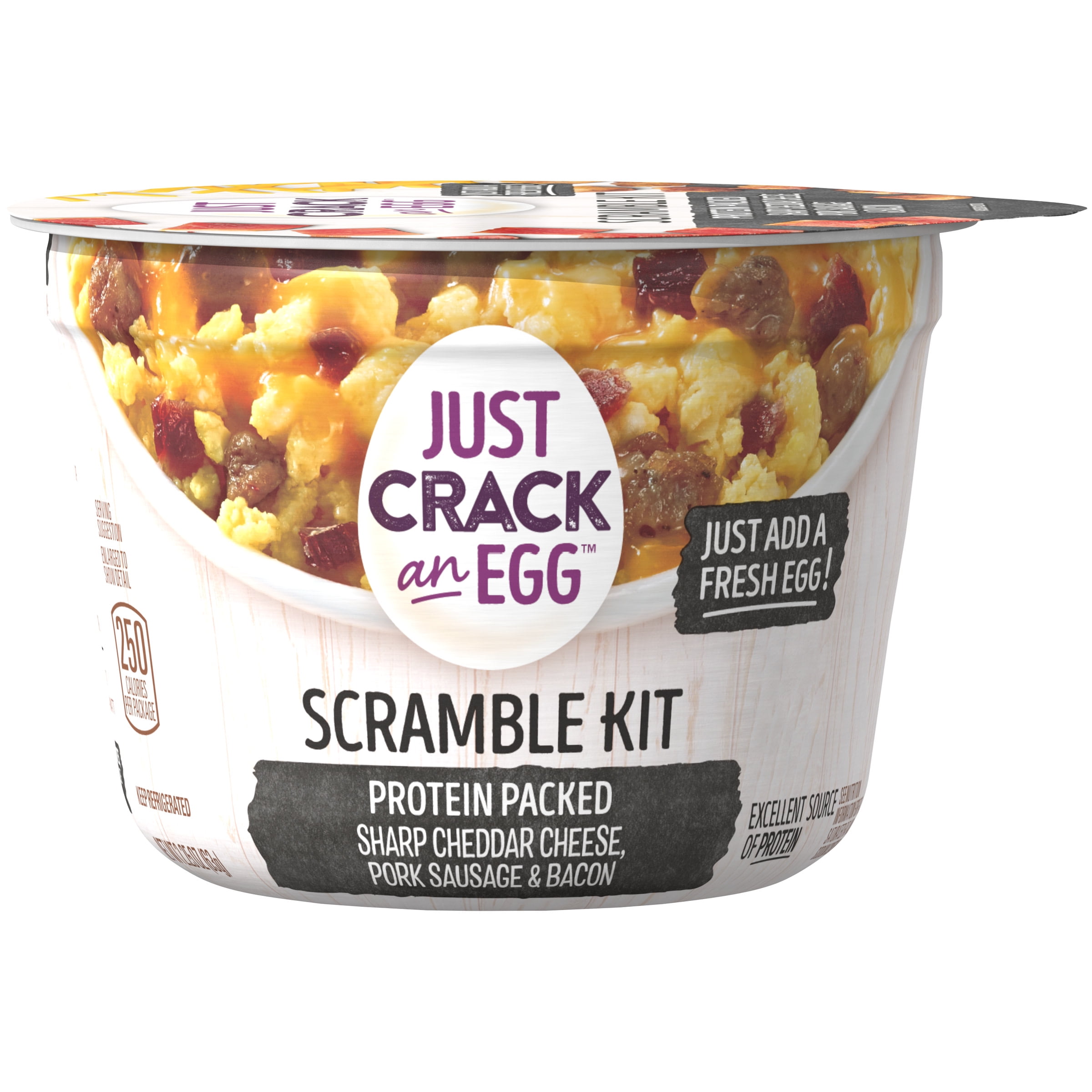 Just Crack an Egg Protein Packed Scramble Breakfast Bowl with Sharp Cheddar Cheese, Pork Sausage