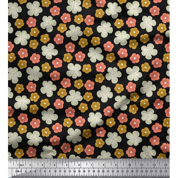 Soimoi Cotton Duck Fabric Blossom Floral Print Fabric by The Yard 42 Inch Wide