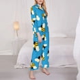 thumbnail image 3 of Honeii Flying Bees print Women's Pajama Sets Long Sleeve Button Down Sleepwear Nightwear Soft Pjs Lounge Sets-Large, 3 of 7