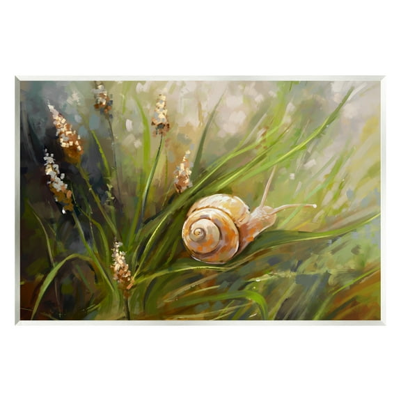Stupell Industries Snail on Greenery Painting Animals & Insects Painting Unframed Art Print Wall Art, 15 x 10
