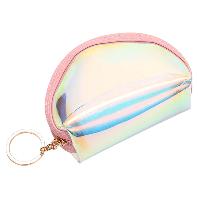 Coofit Coin Purse Short Holographic Zipper Closure Coin Pouch Coin Wallet Makeup Pouch