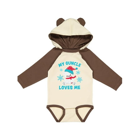 

Inktastic Polar Bear My Guncle Loves Me in Santa Hat with Snowflakes Gift Baby Boy or Baby Girl Long Sleeve Bodysuit