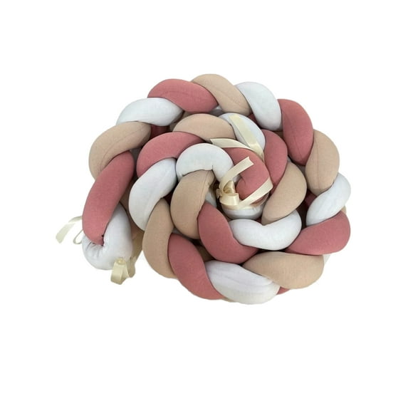 Protector De Cuna 2 Mts Rosa, Beige, blanco Bebé Trenza Liso Multicolor