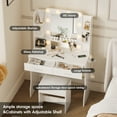 thumbnail image 3 of Vabches Vanity Desk Set with Mirror and Lights, Large Makeup Table with Charging Station, Comfortable Stool, 2 Drawers, Lots of Storage Shelves, 3 of 10