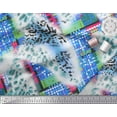 thumbnail image 2 of Soimoi Blue Rayon Fabric Geometric & Leopard Animal Skin Fabric Prints By Yard 56 Inch Wide, 2 of 3