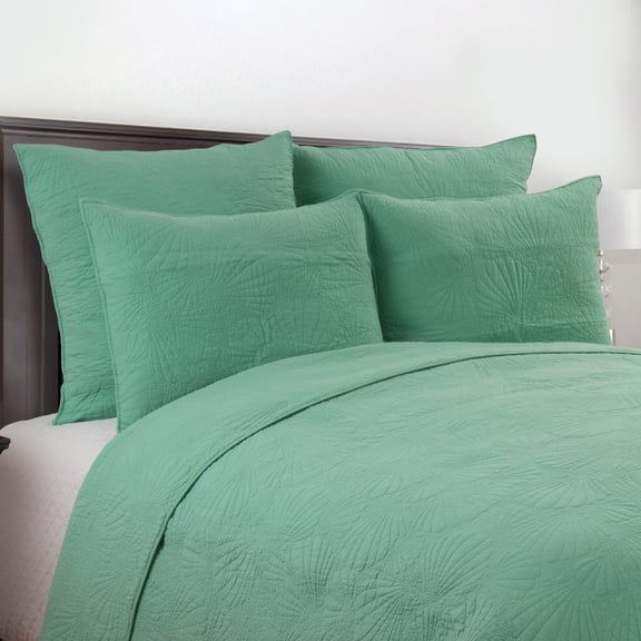 26" x 26" Scallop Shell Solid Seafoam Green Beach Coastal Cotton Euro Sham - Machine Washable