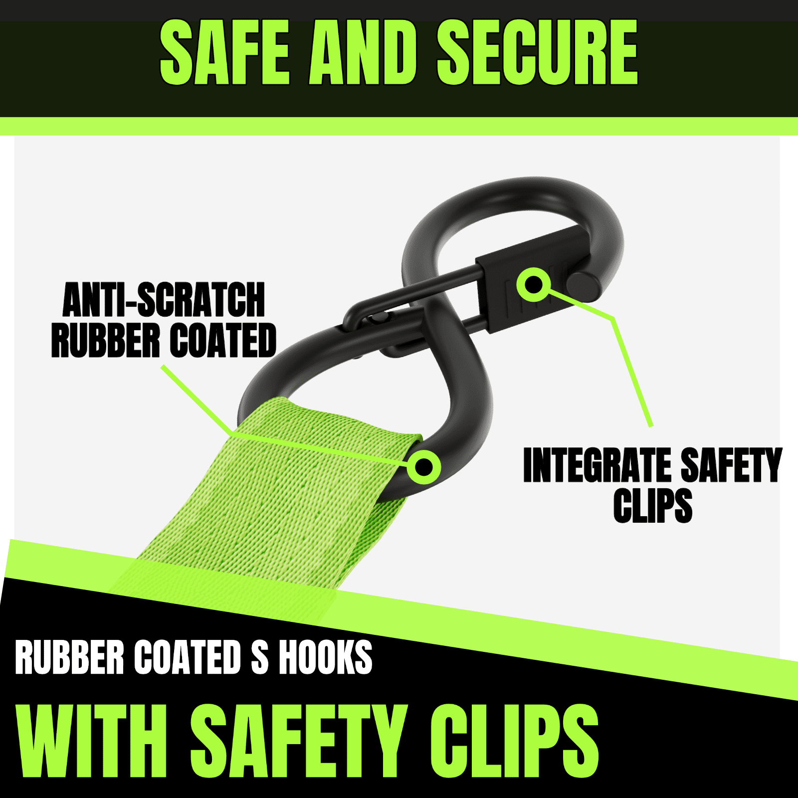 Retractable ratchet strap 2 pack Green