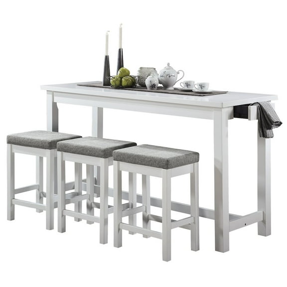 Lexicon Connected 4 Piece Wood Counter Height Dining Set in White