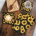 thumbnail image 5 of Black Sunflower Pattern Kitchen Oven Mitt and Pot Holder Sets 4 Pcs for Baking, Cooking and Grilling, Heat Resistant Up To 392 °F, 5 of 7