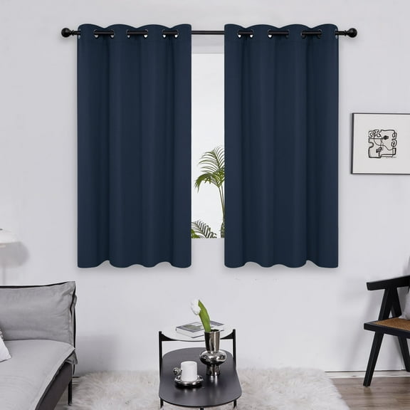 Deconovo Room Darkening Curtains Pack of 2, Energy Saving, Navy Blue, 52W x 63L Inch, Noise Reducing Thermal Insulated Drapes for Living Room