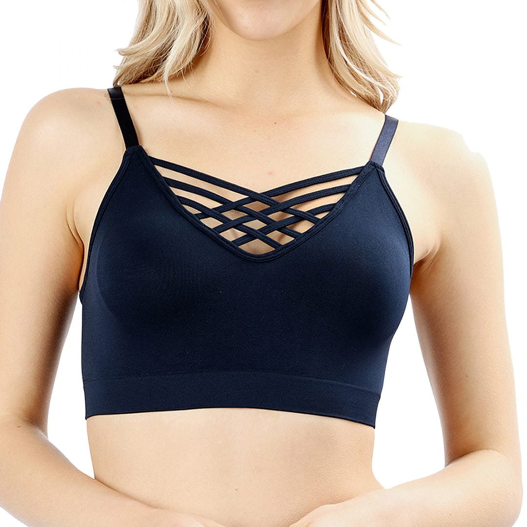 Hot Lady Yoga Bra Back Triple Criss Cross Caged Strappy Crop Top Bralette Padded 