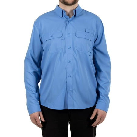 Realtree Men s Long Sleeve Guide Shirt Performance Fishing Button Up Top in Marina Blue Sizes S-3XL