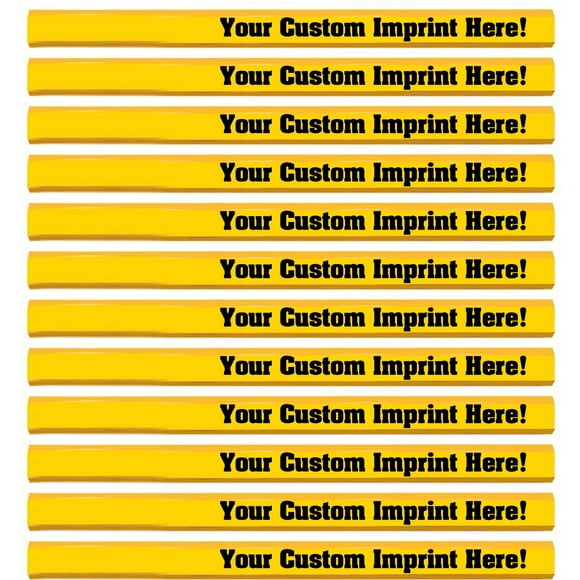 Express Pencils Bright Yellow Custom Carpenter Pencil Personalized imprinted with your Name, Logo or Message Pack of 12 (Bright Yellow)