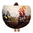 thumbnail image 1 of SIDONKU 60 inch Round Beach Towel Blanket Biker Motorcycle Team Athletes on Mountain Bike Motorcycles Motocross Travel Circle Circular Towels Mat Tapestry Beach Throw, 1 of 2