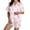 Pink-6, variant on Silk Satin Pajamas for Women Valentines Pjs Short Sleeve Bow Print Button-Down Sleepwear Loungewear Lounge Sets for Women