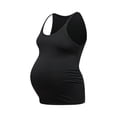thumbnail image 3 of Gelikeya Maternity Tank Tops Seamless Side Ruched Sleeveless Pregnancy Basic Shirt with Built in Bra Workout Top Black, Size L, 3 of 6