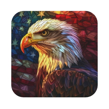 

Matuu Geometric American Bald Eagle for Cup Coasters Set of 6 Leather Coasters Desk Coasters for Office Measures 4” x 4” Square