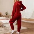 thumbnail image 4 of JGGSPWM Womens Fleece Onesie Pajamas Jumpsuit Warm Sherpa Romper Sleepwear Soft Comfy Zipper Hooded Playsuit Loungewear Red XXXXL, 4 of 6