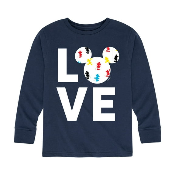 Mickey & Friends - Mickey Love Fill - Toddler And Youth Long Sleeve Graphic T-Shirt