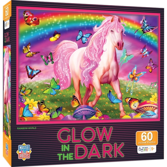MasterPieces 60 Piece Glow in the Dark Puzzle - Rainbow World - 14"x19"