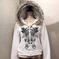 thumbnail image 5 of 9-10 Years Big Girls Faux Fur Hooded Zip Up Sweatshirt Long Sleeve Graphic Pullover Outerwear with Pockets, 5 of 9