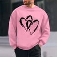thumbnail image 2 of WREESH Mens Valentines Sweatshirts Graphic Oversized Sweatshirts Loose Casual Heart Printed Round Neck Pullover Tops Spring Shirt Pink, 2 of 6