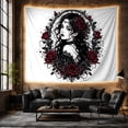 thumbnail image 6 of Portrait Figure Long With Voluminous Wavy Hair Ornate, Spooky Gothic for Gothic Decor Fans, Dark Art Decor, Halloween Gift, Tapestry Wall Hanging for Bedroom and Dorm, 6 of 7