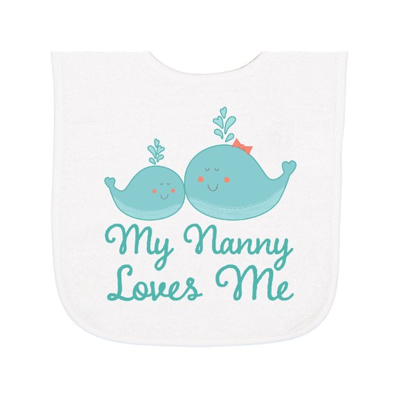 Inktastic Nanny Loves Me Grandchild Whale Baby Terry Cloth Bib