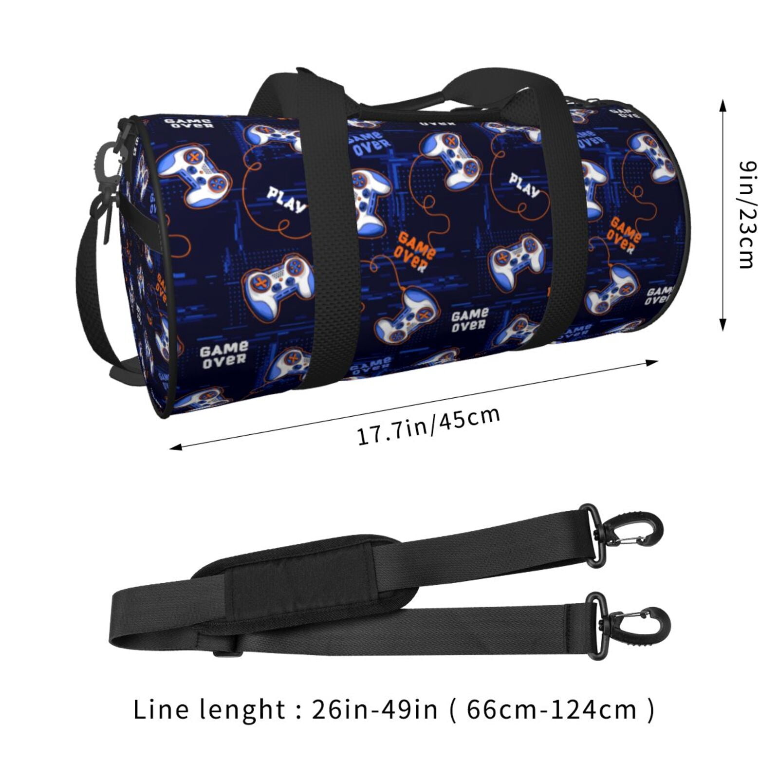 Vsdgher Game Pads 45L Foldable Duffel Bag, Sports Gym Bag,Overnight Bag, Portable Weekender Bag for Airplanes