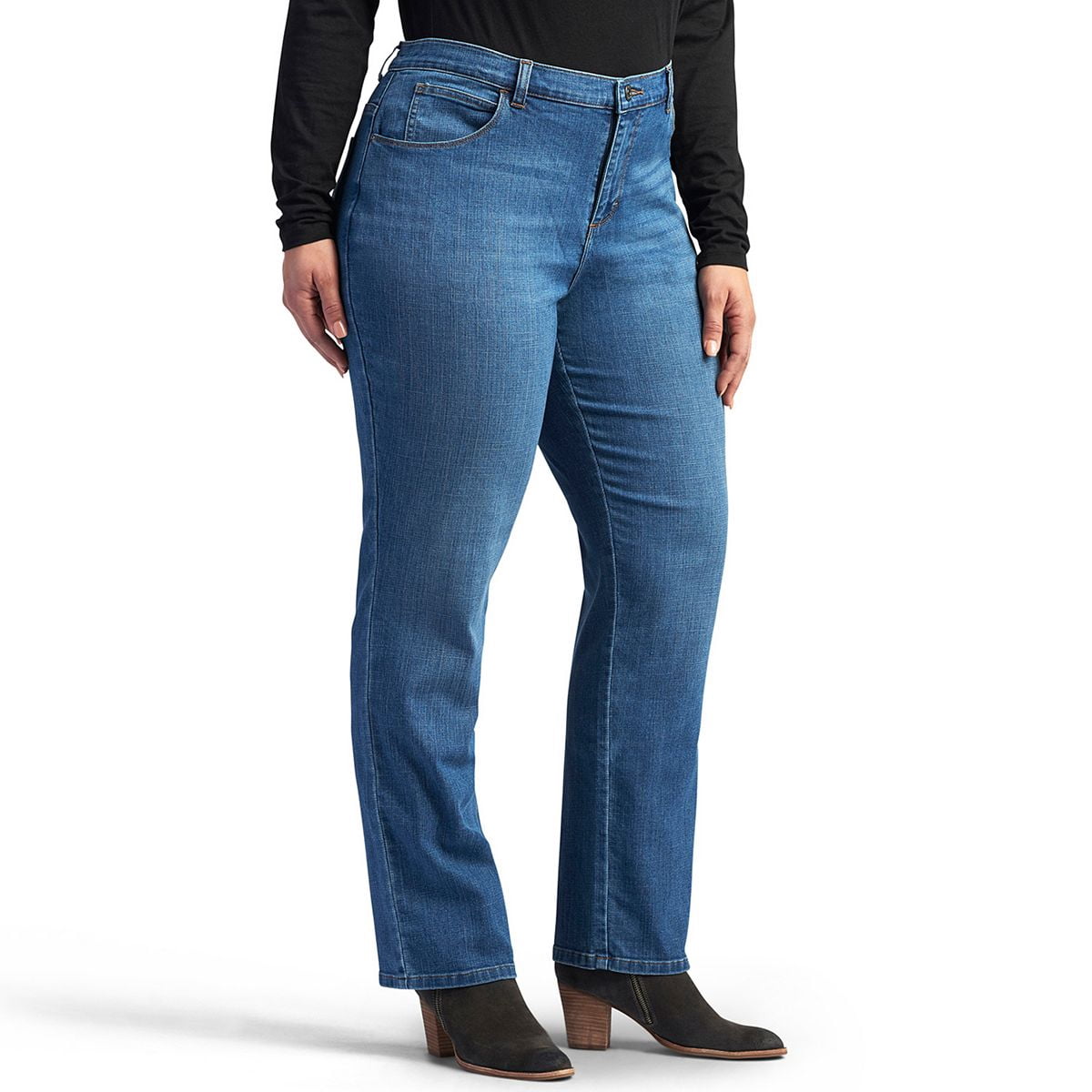 Lee Womens's Plus Stretch Relaxed Fit Straight Leg Jean