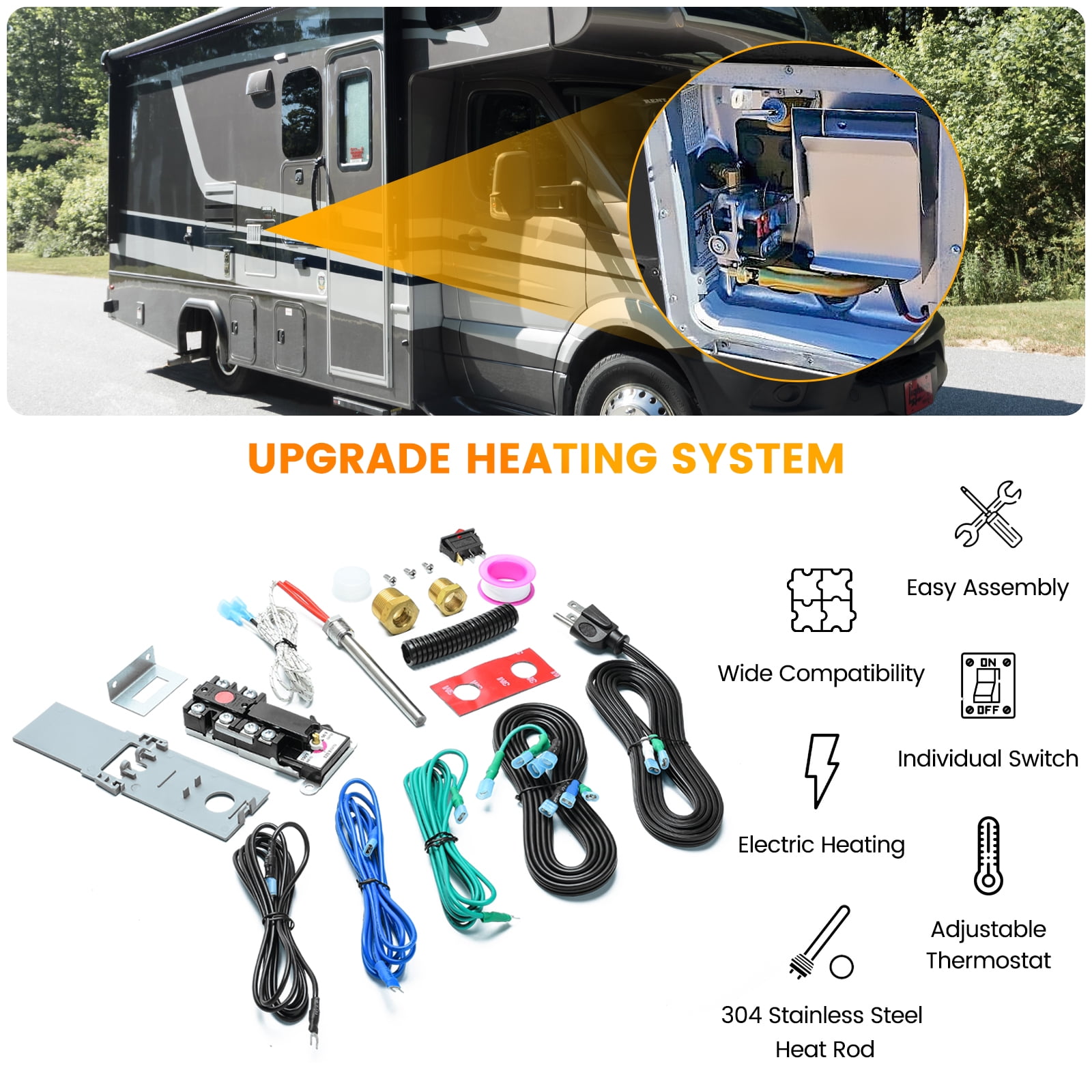 Briidea RV Electric Water Hybrid Heater Kits, Compatible with Suburban and Atwood Water Heater
