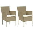 thumbnail image 1 of vidaXL Garden Dining Chairs 2 pcs Poly Rattan Beige, 1 of 5