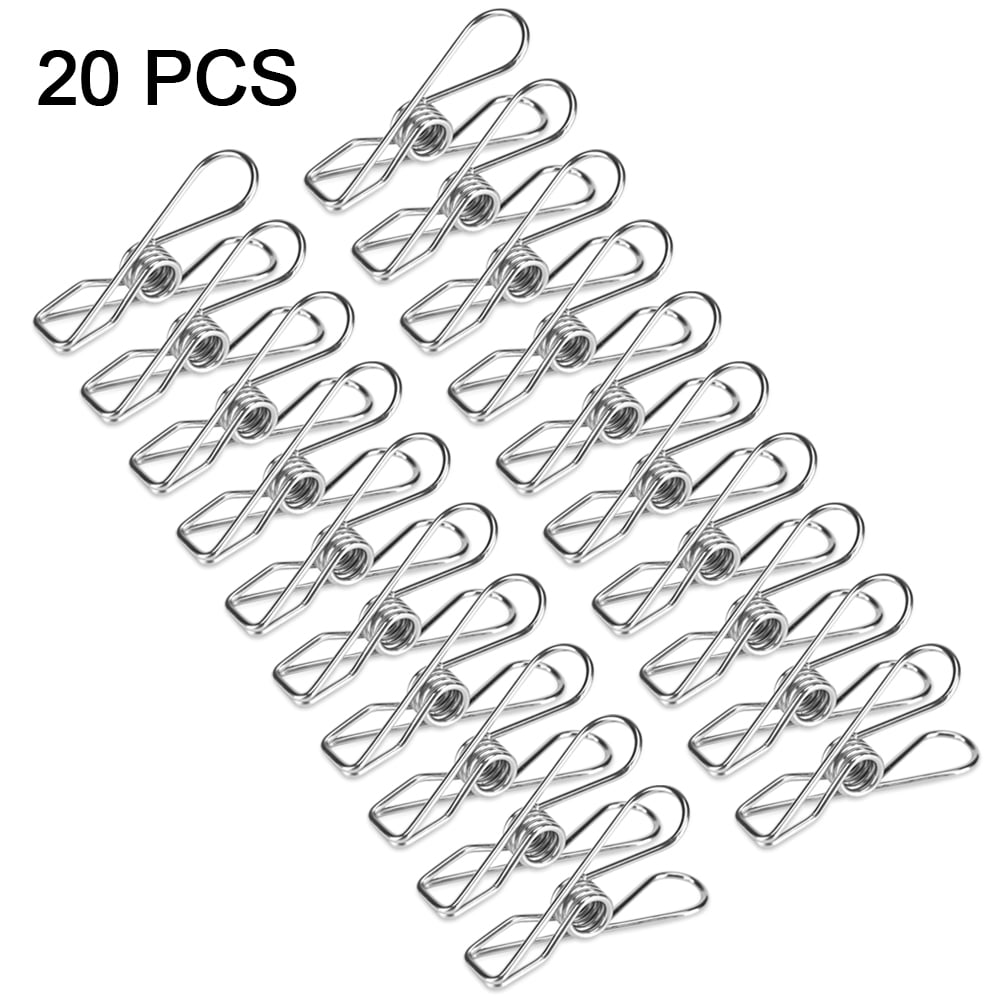 20Pcs Stainless Steel Clothes Pegs Hanger Pins Clips Clamps Socks Rack Holder P 