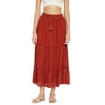 thumbnail image 3 of Women Solid Skirt Long Ruffle Layered Ladies Skirts for Summer with Elastic Waist Online, 3 of 7